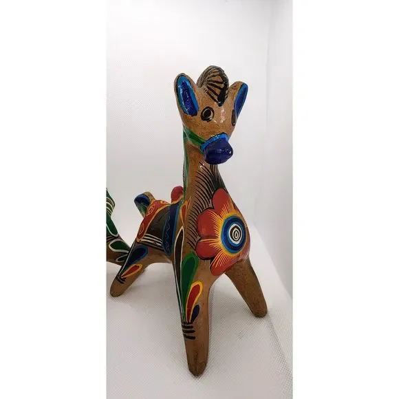Vintage 70's Mexican Tonala Ceramic Coin Horse Figurines